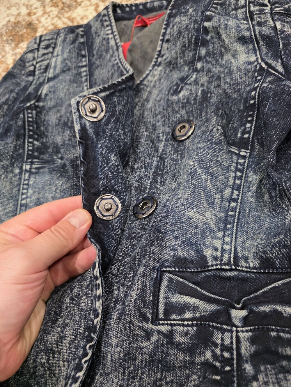 Vero Moda NWT Odelia Acid Wash Denim Blazer Jacket Asymmetric XS 34 Y2K - Picture 4 of 16